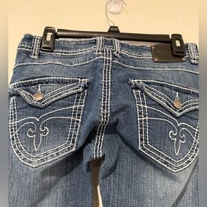 Red Rivet Women's 11 Skinny Blue Jeans Thick Stitching Embellished Vintage Y2K